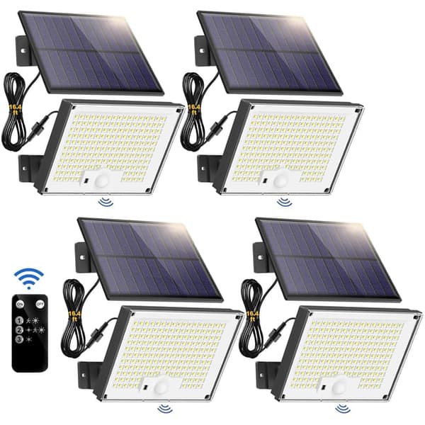 Bomclap 4-Pack aurinkopaneelin seinävalaisimet 172 LEDillä ja liiketunnistimella, IP65, valkoinen valo