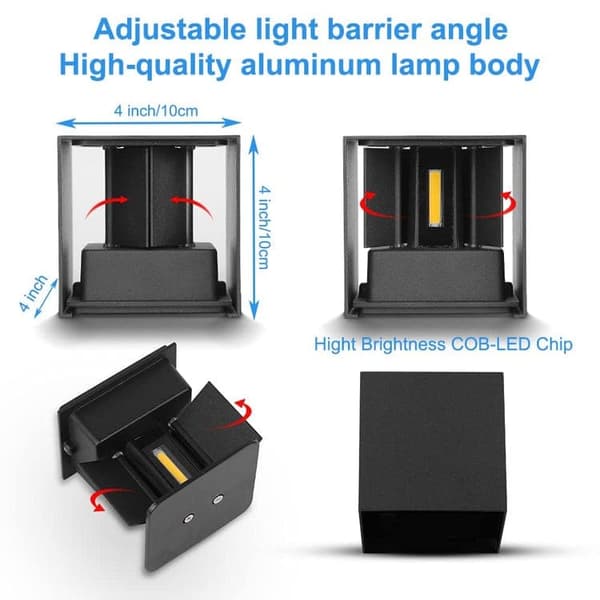 Bomclap 4-pack justerbara LED vägglampor 12W, inomhus/utomhus, 4500K naturligt ljus