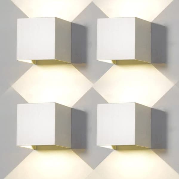 Bomclap 4-pack justerbara LED vägglampor 12W, inomhus/utomhus, 4500K naturligt ljus