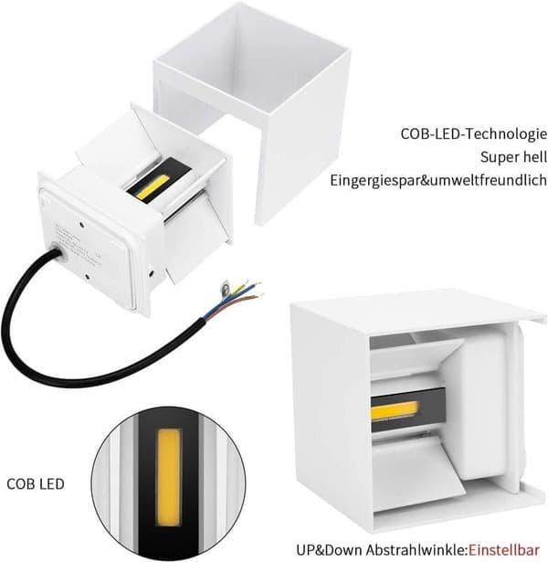 Bomclap 4-pack justerbara LED vägglampor 12W, inomhus/utomhus, 4500K naturligt ljus