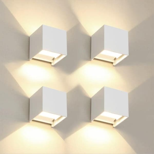Bomclap 4-pack justerbara LED vägglampor 12W, inomhus/utomhus, 4500K naturligt ljus
