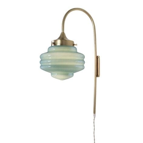 Vägglampa Rundad Valter Mässing/Opal Grön