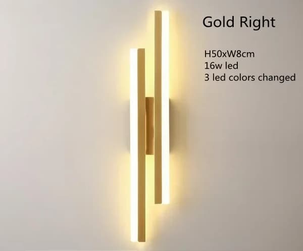 Moderni LED-seinävalaisin, himmennettävä, jossa on 3 värivaihtoehtoa, sopii erilaisiin käyttötarkoituksiin,3 väriä vaihdettu, Kultaoikeus, 65 cm 8 cm