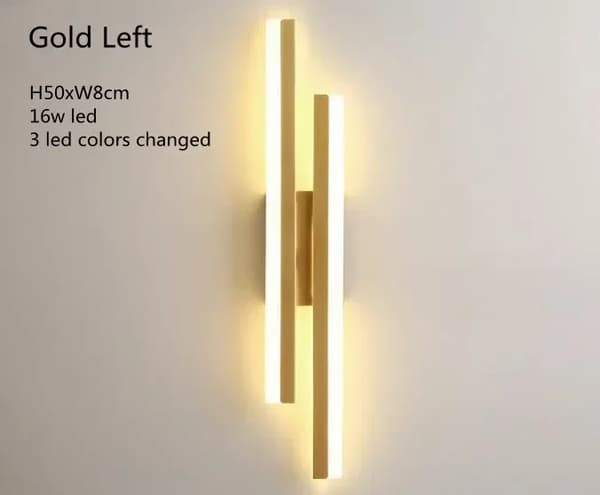 Moderni LED-seinävalaisin, himmennettävä, jossa on 3 värivaihtoehtoa, sopii erilaisiin käyttötarkoituksiin,3 väriä vaihdettu, Kulta jäi, 50 cm 8 cm
