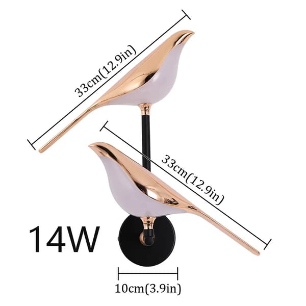 Kreativ Vägglampa 2st, Modern Roséguld Finish, Mångsidiga Belysningsalternativ,varm vit, 2 fågel vägglampa