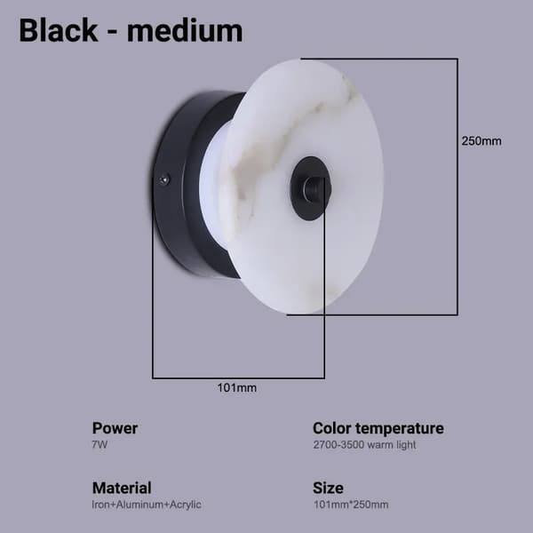 Modern LED Vägglampa, 7W Effekt, Varmt Vitt Ljus,Varm Vit (2700-3500K), 25cm svart
