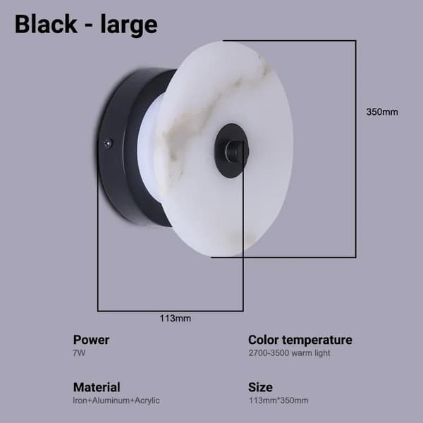 Moderne LED Væglampe, 7W Effekt, Varm Hvidt Lys,Varm Hvid (2700-3500K), 35cm sort