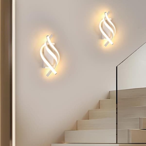 Bomclap 2-pack Spiral LED Vägglampor i Aluminium, 3 Färgtemperaturer, Modern Dekor