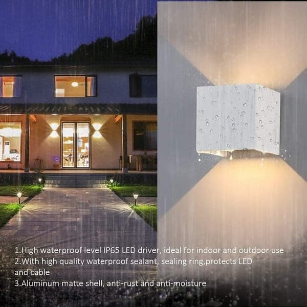 OBOSOE Vägglampa med rörelsesensor 12W, IP65, varmvit 3000K, justerbar strålvinkel, 4-pack