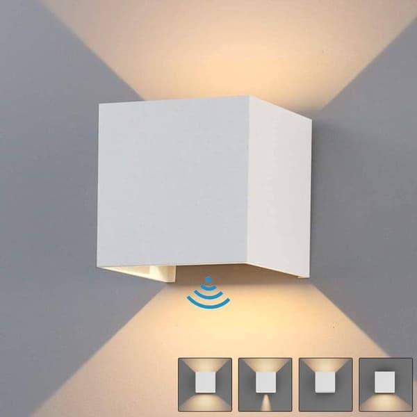 OBOSOE Vägglampa med rörelsesensor 12W, IP65, varmvit 3000K, justerbar strålvinkel, 4-pack