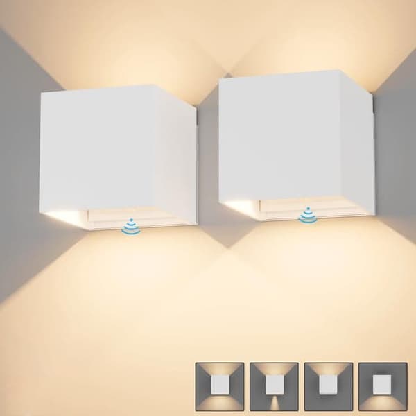 OBOSOE Vägglampa med rörelsesensor 12W, IP65, varmvit 3000K, justerbar strålvinkel, 4-pack