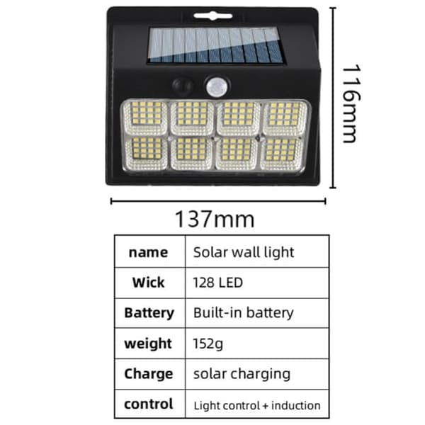 OBOSOE Solvägglampor med rörelsesensor, 3 lägen, 120 COB LED, utomhusbelysning, 4-pack