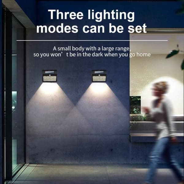 OBOSOE Solvägglampor med rörelsesensor, 3 lägen, 120 COB LED, utomhusbelysning, 4-pack