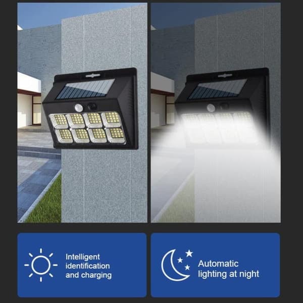 OBOSOE Solvägglampor med rörelsesensor, 3 lägen, 120 COB LED, utomhusbelysning, 4-pack