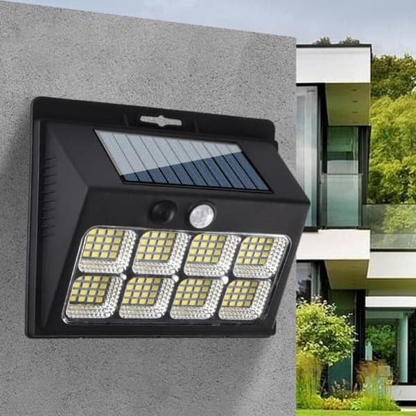 OBOSOE Solvägglampor med rörelsesensor, 3 lägen, 120 COB LED, utomhusbelysning, 4-pack