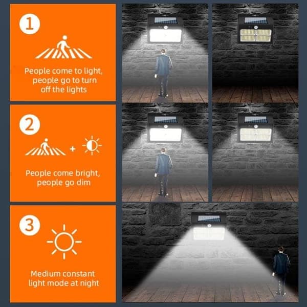 OBOSOE Solvägglampor med rörelsesensor, 3 lägen, 120 COB LED, utomhusbelysning, 4-pack