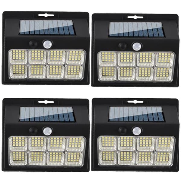 OBOSOE Solvägglampor med rörelsesensor, 3 lägen, 120 COB LED, utomhusbelysning, 4-pack