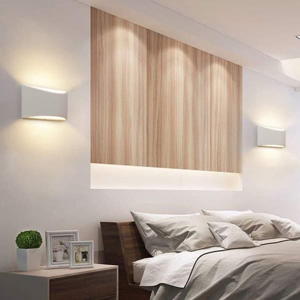 OBOSOE 4-pak LED-væglamper, 7W omvendt lys, varm hvid 3000K, moderne indendørs belysning