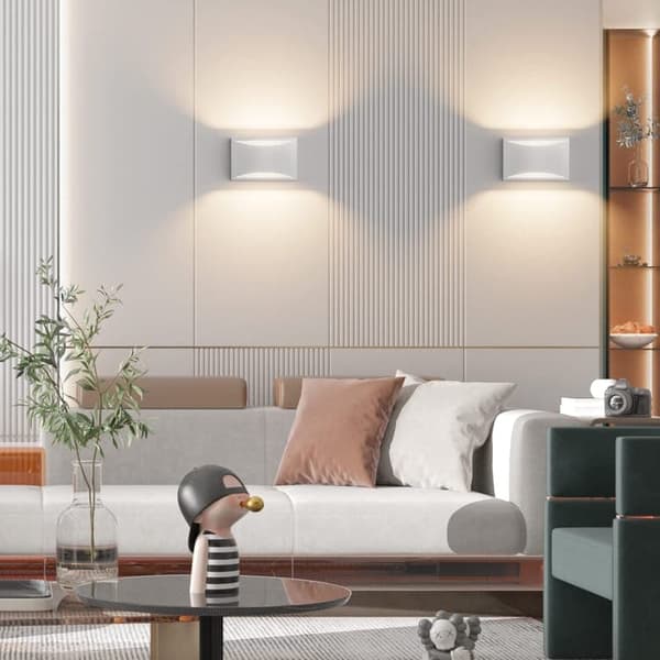 OBOSOE 4-pak LED-væglamper, 7W omvendt lys, varm hvid 3000K, moderne indendørs belysning