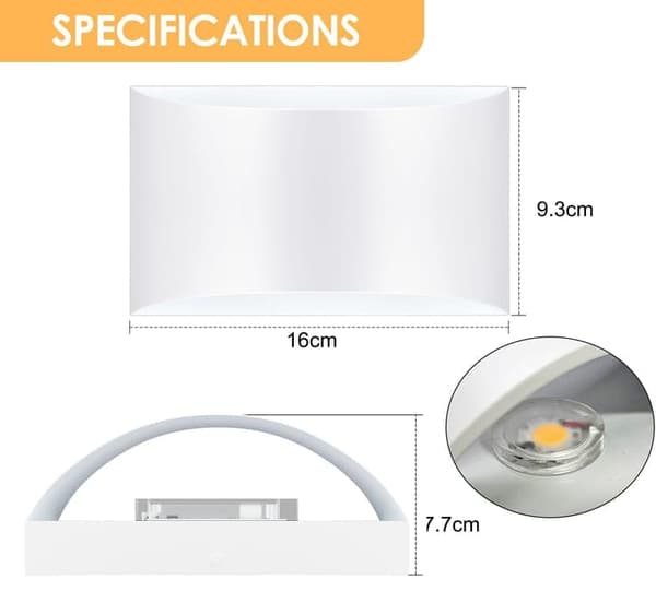 OBOSOE 4-pak LED-væglamper, 7W omvendt lys, varm hvid 3000K, moderne indendørs belysning