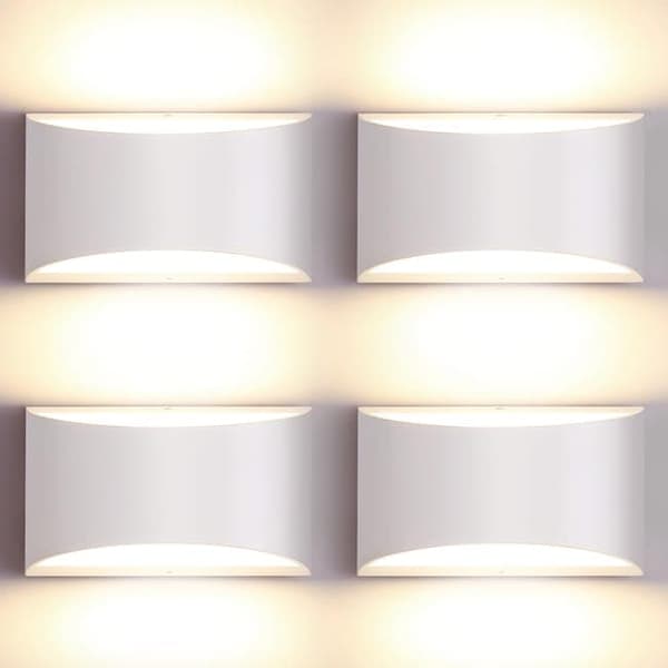 OBOSOE 4-pak LED-væglamper, 7W omvendt lys, varm hvid 3000K, moderne indendørs belysning Hvid 4 st