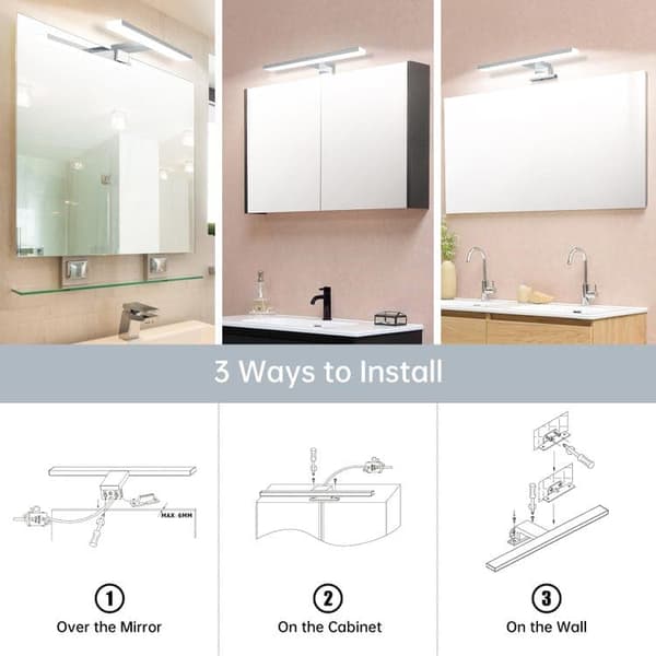 OBOSOE LED spegellampa 30cm IP44, 4000K neutralvitt, vattentät badrumslampa utan flimmer