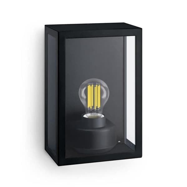 Utomhusapplikation - PHILIPS - ALZOR - E27 - IP44 - Aluminium, Glas - Svart Svart