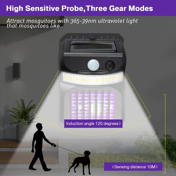 OBOSOE 8-pack 3-i-1 Solcells Insektslampa, UV Mördar, LED Rörelsesensor & Fälla för Myggor