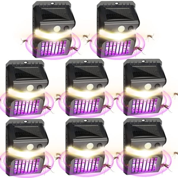 OBOSOE 8-pack 3-i-1 Solcells Insektslampa, UV Mördar, LED Rörelsesensor & Fälla för Myggor