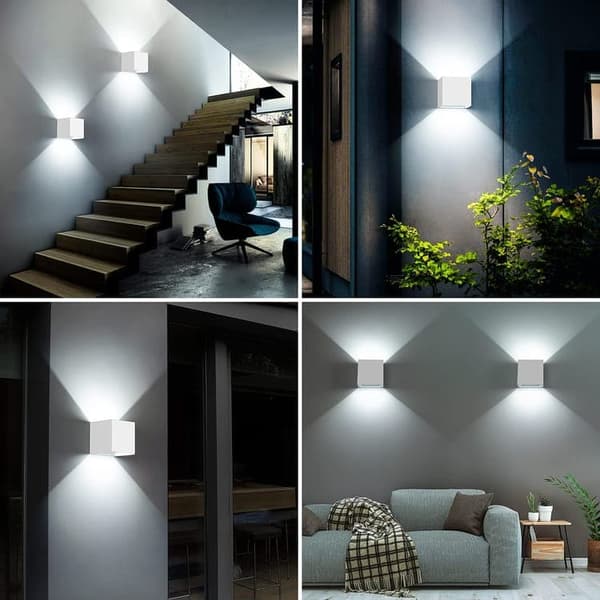 OBOSOE 4-pak 12W LED væglamper udendørs, justerbar vinkel, IP65, 6500K naturligt hvidt lys