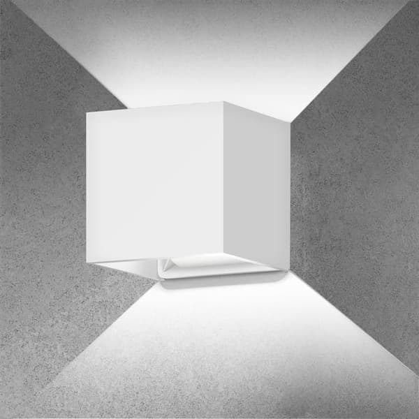 OBOSOE 4-pak 12W LED væglamper udendørs, justerbar vinkel, IP65, 6500K naturligt hvidt lys