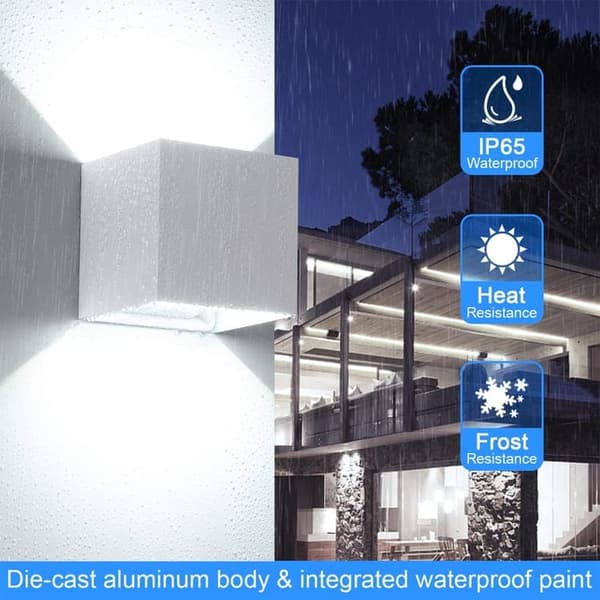 OBOSOE 4-pak 12W LED væglamper udendørs, justerbar vinkel, IP65, 6500K naturligt hvidt lys