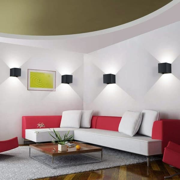 OBOSOE 4-pak 12W LED væglamper udendørs, justerbar vinkel, IP65, 6500K naturligt hvidt lys