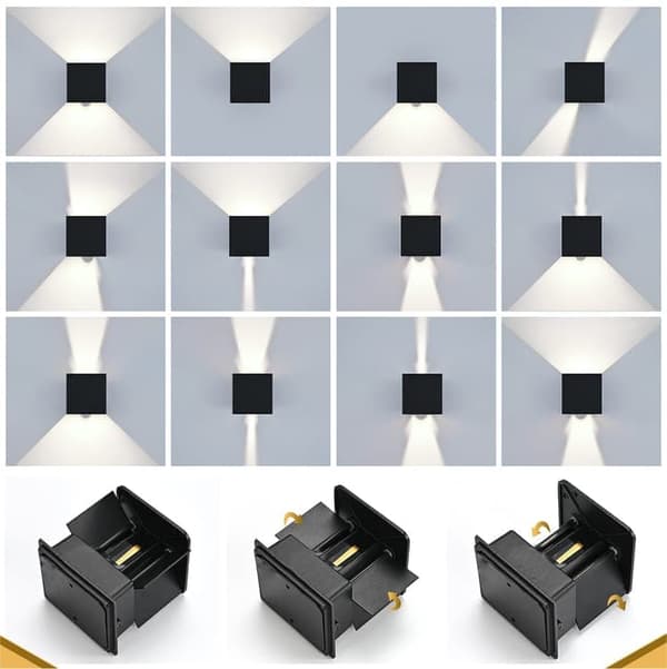 OBOSOE 4-pak 12W LED væglamper udendørs, justerbar vinkel, IP65, 6500K naturligt hvidt lys