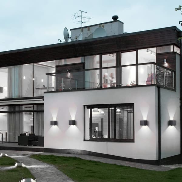 OBOSOE 4-pak 12W LED væglamper udendørs, justerbar vinkel, IP65, 6500K naturligt hvidt lys