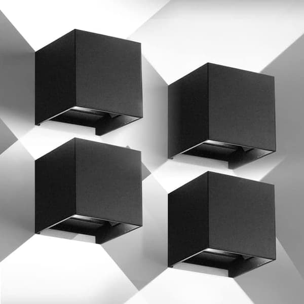 OBOSOE 4-pak 12W LED væglamper udendørs, justerbar vinkel, IP65, 6500K naturligt hvidt lys