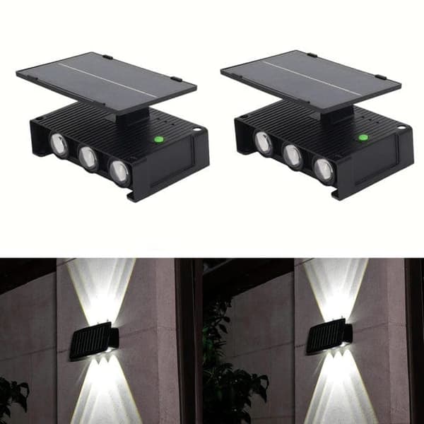 OBOSOE 2-pack solvägglampor utomhus LED upp/ned-ljus, vattentät väggbelysning för fasad