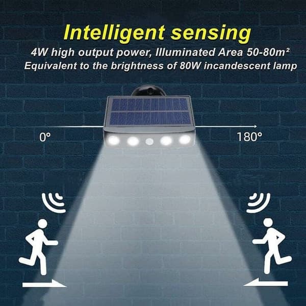 OBOSOE aurinkopaneeli seinävalaisin liiketunnistimella, vedenpitävä IP65, viileä valkoinen LED, ulkona (musta)