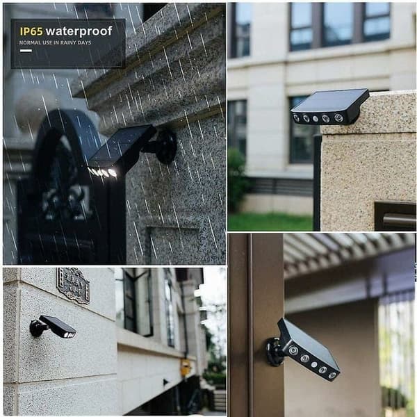 OBOSOE aurinkopaneeli seinävalaisin liiketunnistimella, vedenpitävä IP65, viileä valkoinen LED, ulkona (musta)