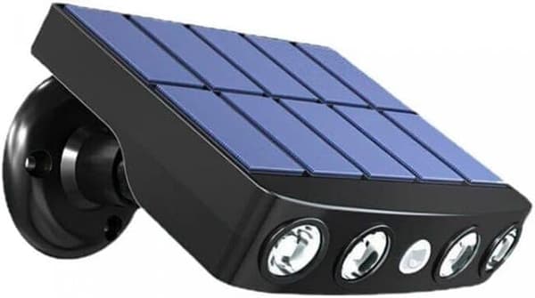 OBOSOE aurinkopaneeli seinävalaisin liiketunnistimella, vedenpitävä IP65, viileä valkoinen LED, ulkona (musta)