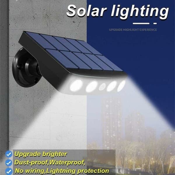 OBOSOE aurinkopaneeli seinävalaisin liiketunnistimella, vedenpitävä IP65, viileä valkoinen LED, ulkona (musta)