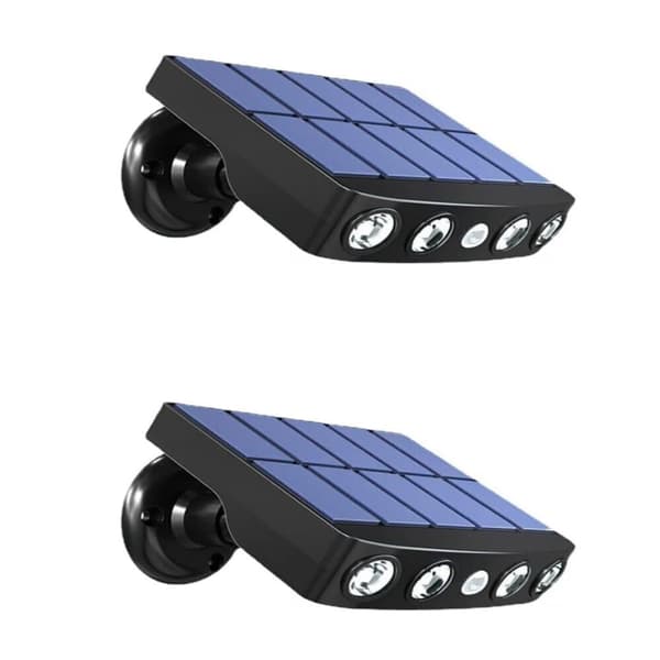 OBOSOE aurinkopaneeli seinävalaisin liiketunnistimella, vedenpitävä IP65, viileä valkoinen LED, ulkona (musta) 2 st