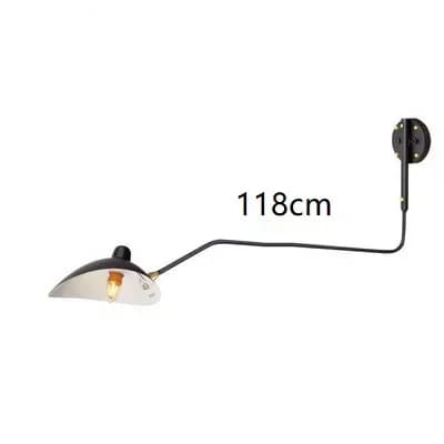 Vägglampa, Väggmonterad, Justerbar Belysning, Knappswitch,Med kontakt, 1Arm 118cm Svart