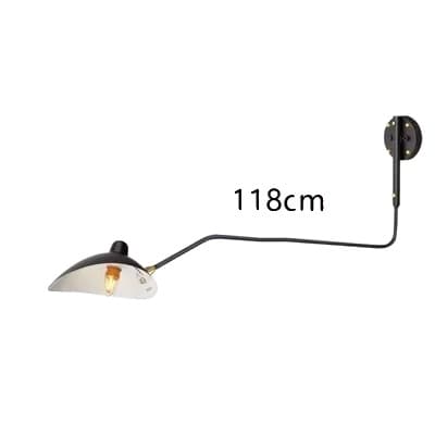Vägglampa, Väggmonterad, Justerbar Belysning, Knappswitch,Med kontakt, 1Arm 118cm Svart