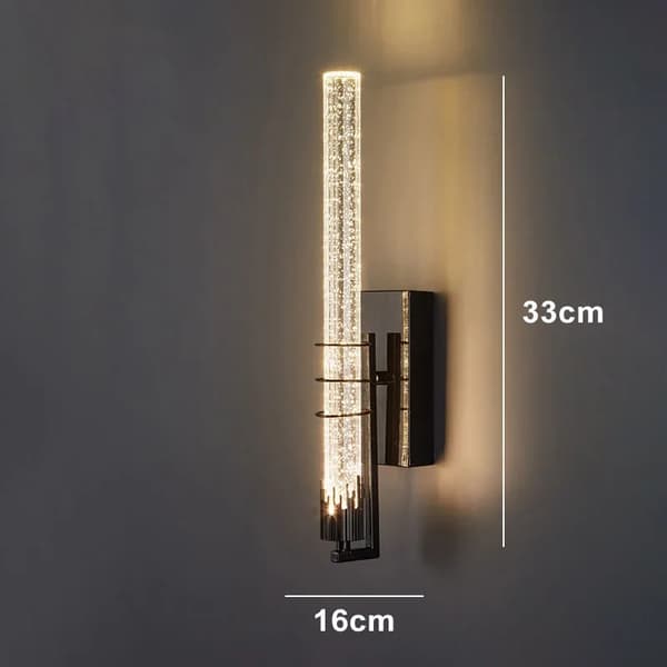 LED Vägglampa, Modern Design, Klar Glas Skärm, AC Strömkälla,Svart-33cm, varmt ljus