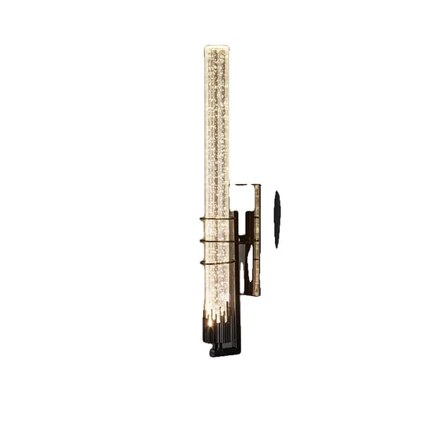 LED Vägglampa, Modern Design, Klar Glas Skärm, AC Strömkälla,Svart-33cm, varmt ljus