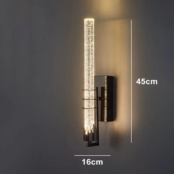LED Vägglampa, Modern Design, Klar Glas Skärm, AC Strömkälla,Vitt ljus, Svart-45cm