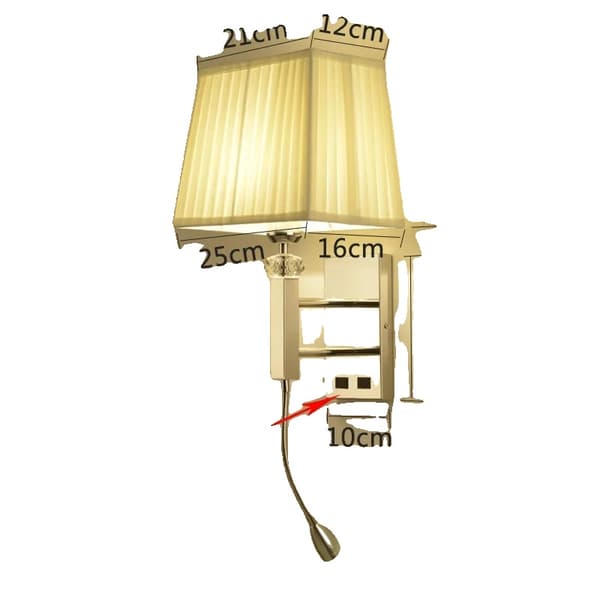 Vägglampa, LED-lampor, tygskärm, väggmonterad,med E27-lampa, vägglampa NO2