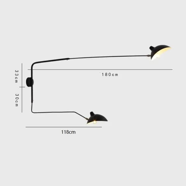 Seinävalaisin, seinään kiinnitettävä, säädettävä valaistus, nuppikytkin,Pistokkeella, 118-180cm Musta