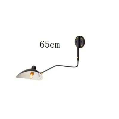 Vägglampa, Väggmonterad, Justerbar Belysning, Knappswitch,Med kontakt, 1Arm 65cm Svart